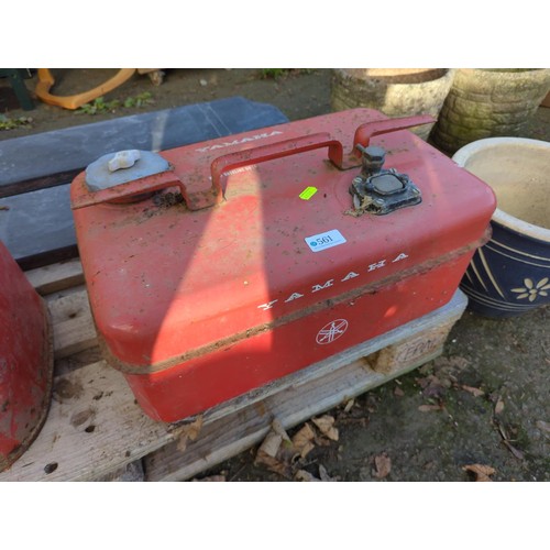 467 - 2 x red Yamaha Boat petrol cans