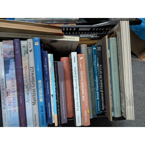 661 - Collection of art books in crate and on shelf