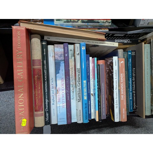 661 - Collection of art books in crate and on shelf