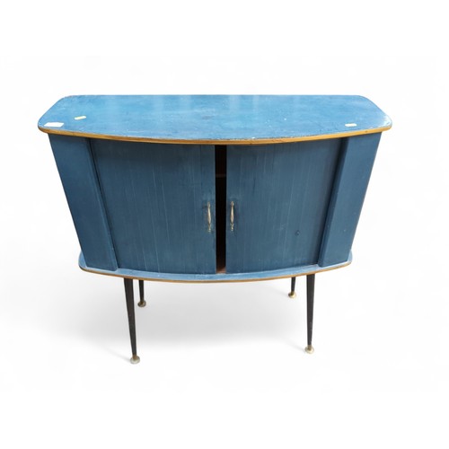 670 - Blue painted cabinet, width 85cm, depth 32cm, height 83cm