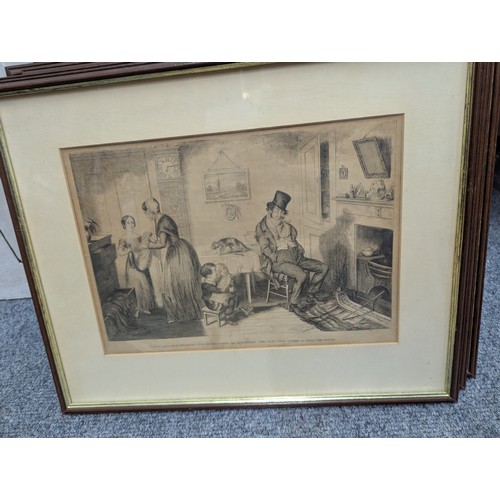 583 - Series of eight etchings after George Cruikshank 'The Bottle', framed 47.5 x 39cm