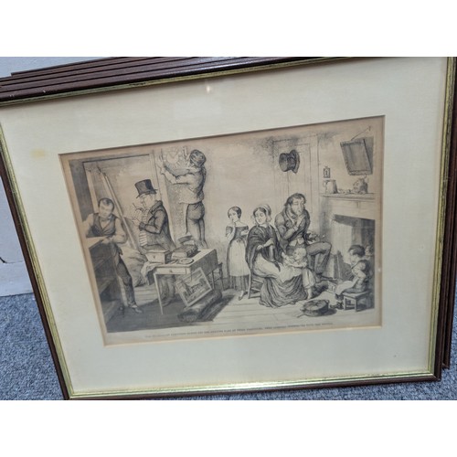 583 - Series of eight etchings after George Cruikshank 'The Bottle', framed 47.5 x 39cm