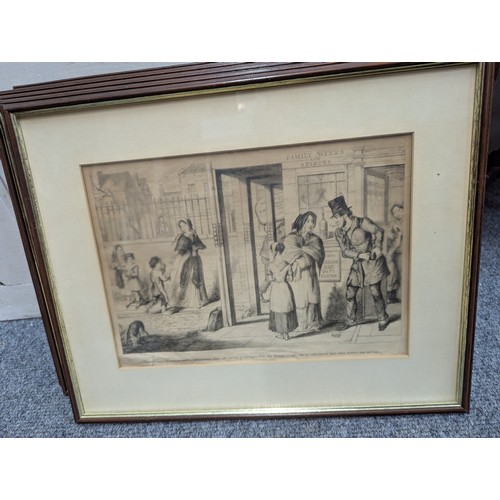 583 - Series of eight etchings after George Cruikshank 'The Bottle', framed 47.5 x 39cm