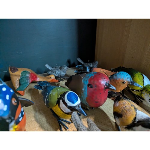 649 - Collection of bird and animal figures, including wooden, metal etc.