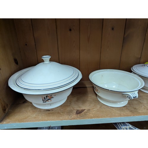 781 - Pair of Minton sauce tureens, pair of tureens and circular stand, one sauce tureen missing cover