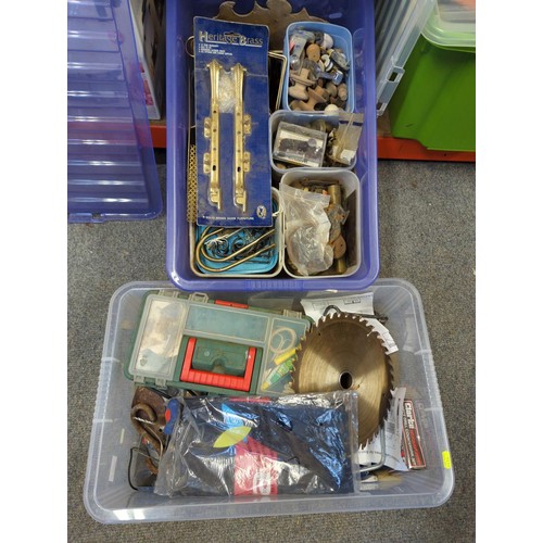 89 - Selection of tools and accessories over two tubs inc black and decker drill, spanners, screwdrivers,... 