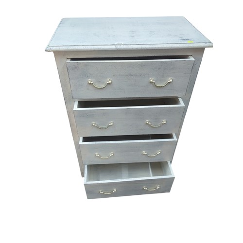 812 - White painted four drawer chest of drawers with metal handles, width 76cm, depth 46cm, height 108cm