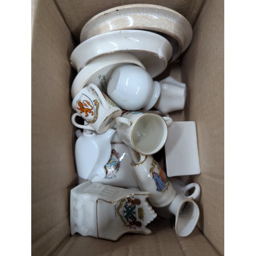 817 - Box of crested ware inc. some Goss