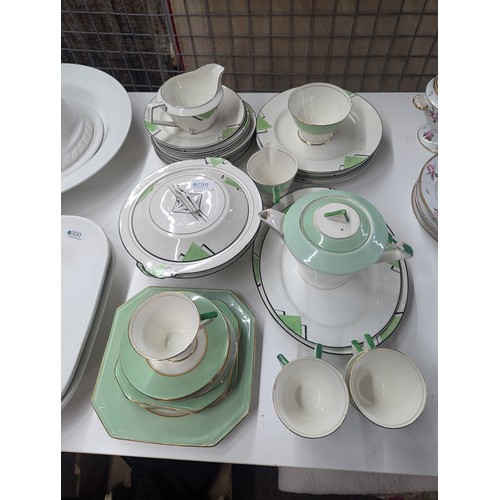 186 - Palissy and other art deco-style tableware inc. jugs, terrines, cups saucers, plates etc.