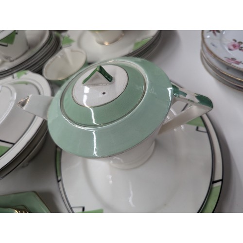 186 - Palissy and other art deco-style tableware inc. jugs, terrines, cups saucers, plates etc.