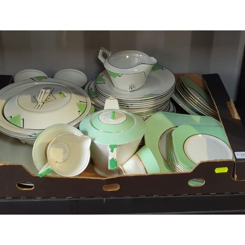 186 - Palissy and other art deco-style tableware inc. jugs, terrines, cups saucers, plates etc.