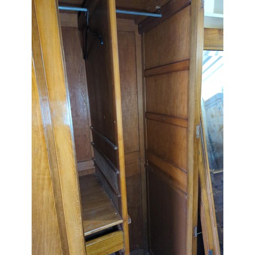 254 - 2 door compactum type wardrobe, with internal shelves and mirror backed door. W125cm D63cm H204cm