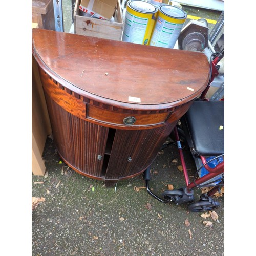 419 - Demi-lune mahogany chest. W79cm D40cm H78cm.