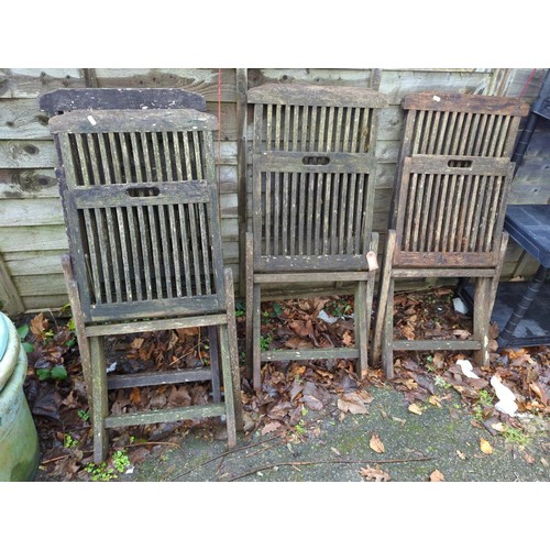 375 - 4 x Teak folding garden chairs