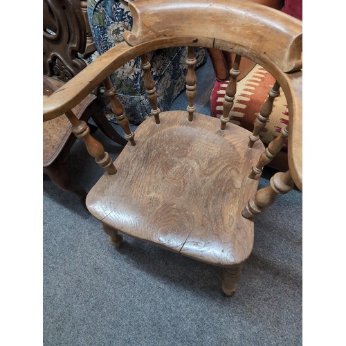 735 - Elm seated smokers chair W67 x D55 x H78cm approx.