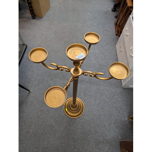 653 - Gilt metal floor candelabra, height 89cm