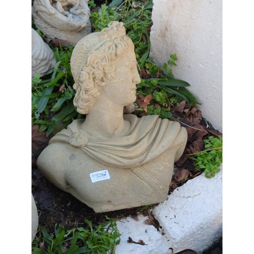 326 - Concrete garden ornament of a classical figure. H40cm