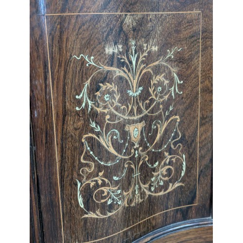 37 - Edwardian inlaid chiffonier with mirrored features and 3 cupboards. W153cm D45cm H195cm (all approx.... 