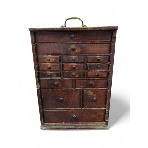 121 - Horologists multi drawer chest 32cm by 26cm by 45cm