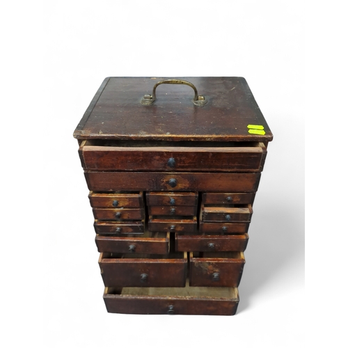 121 - Horologists multi drawer chest 32cm by 26cm by 45cm