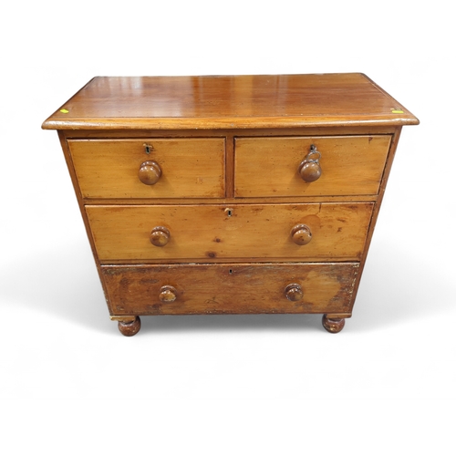 125 - Early C20 Pine 2 over 2 chest of drawers. 91cm by 43cm by 84cm