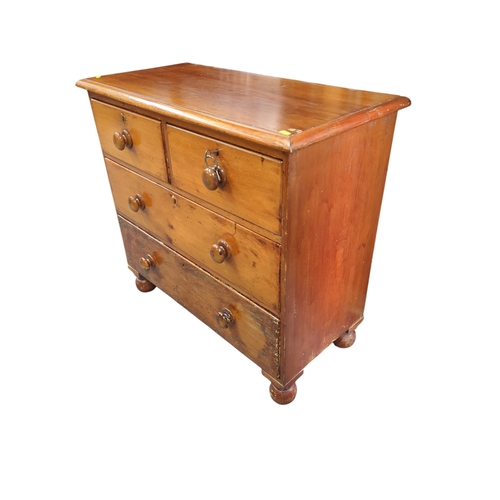 125 - Early C20 Pine 2 over 2 chest of drawers. 91cm by 43cm by 84cm