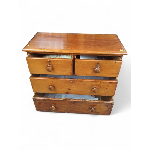 125 - Early C20 Pine 2 over 2 chest of drawers. 91cm by 43cm by 84cm