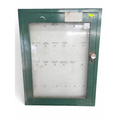 88 - Glazed key cabinet. W49cm D6cm H63cm.