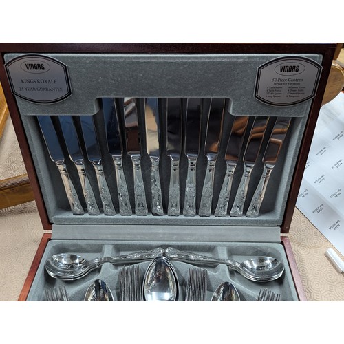 137 - 50-piece canteen of stainless steel cutlery by Viners (Kings Royale).