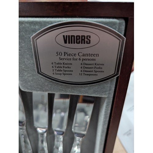 137 - 50-piece canteen of stainless steel cutlery by Viners (Kings Royale).