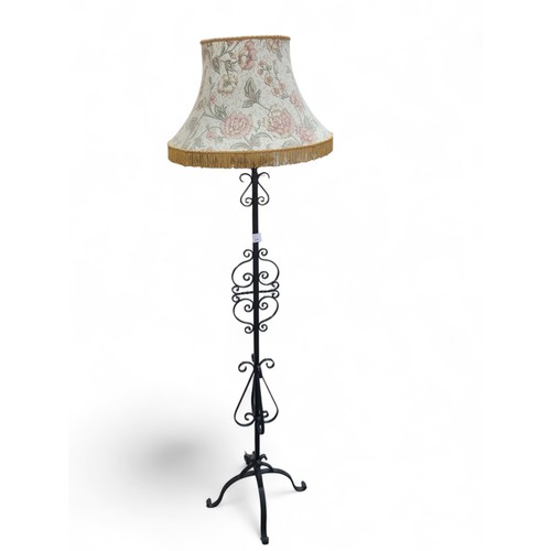 159 - Metal standard lamp. Height to light fitting 187cm.