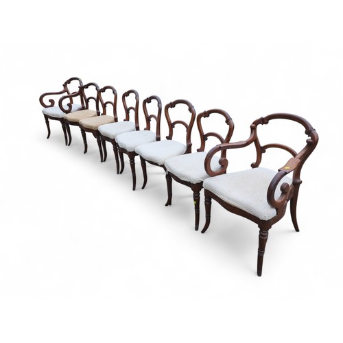 131 - Set of 8 hardwood balloon back style dining chairs