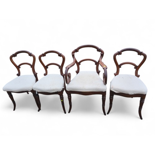 131 - Set of 8 hardwood balloon back style dining chairs