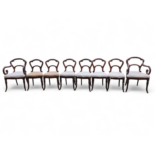 131 - Set of 8 hardwood balloon back style dining chairs