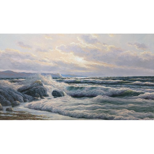 230 - Otto Neutschmann (German, 1902-1985) oil on canvas seascape, signed lower left, in gilt frame 106 x ... 