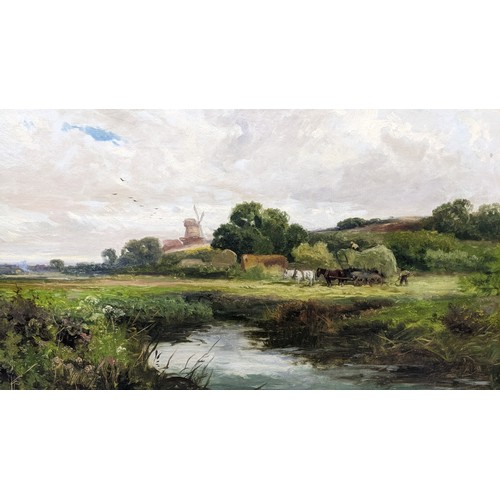 234 - John Horace Hooper (British 1851-1906), oil on canvas 'Haymaking Scene, near Thames', signed lower l... 