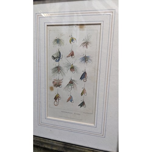 250 - Two framed antiquarian plates 'Artificial Flies', 25.5 x 32.5cm.