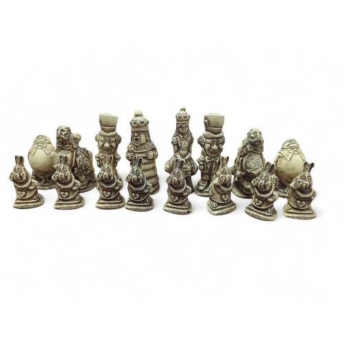 177 - Alice in Wonderland themed chess set, with a complete set of composite figures