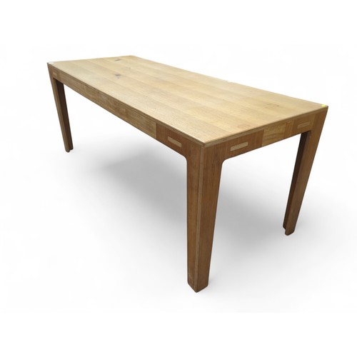 181 - Modern laminated layered dining table. W75cm L191cm H75cm.