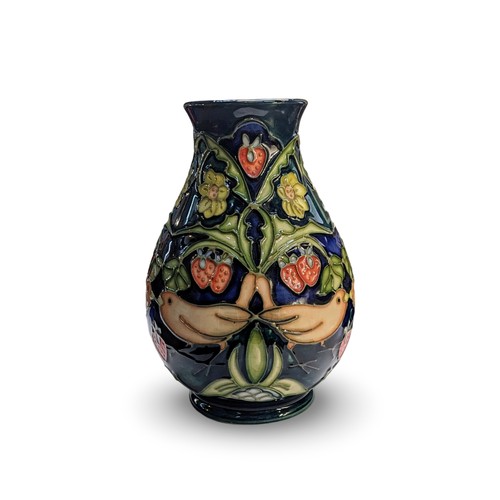 219 - Moorcroft vase in Strawberry Thief pattern, circa '95, ht. 14cm together with a small Moorcroft Magn... 