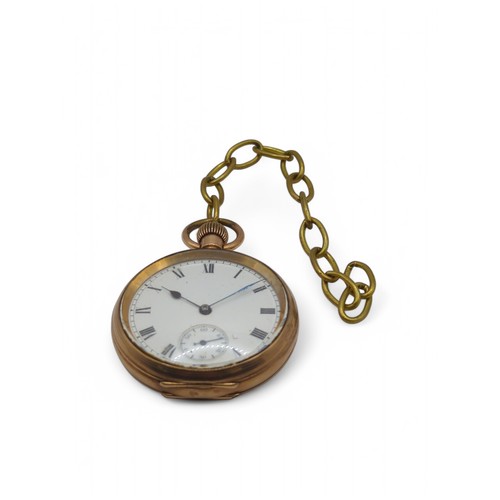 580 - American Waltham U.S.A. Traveller gold plated cased open face pocket watch, the white enamel face wi... 