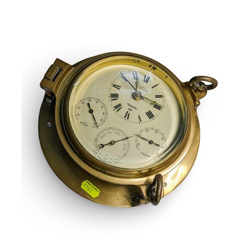 337 - A contemporary Nauticalia Fleet Commander clock, barometer, thermometer and hygrometer in a bra... 