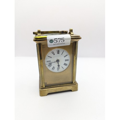 575 - Brass cased carriage clock, no key, Af