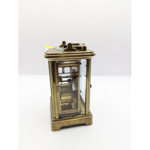 575 - Brass cased carriage clock, no key, Af