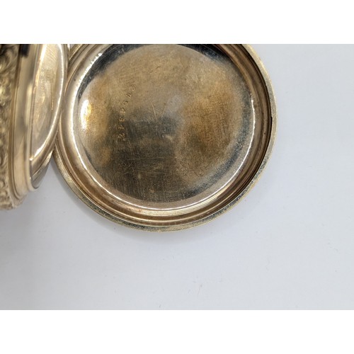 577 - Gold plated full hunter pocket, watch face marked Thomas Russell and Son, Liverpool, with subsidiary... 