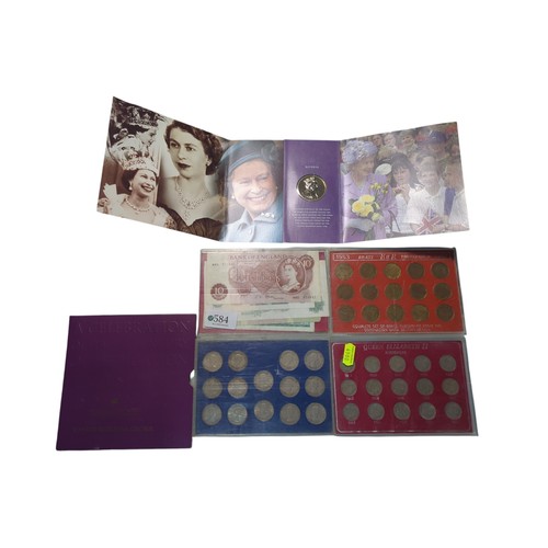 584 - Five Elizabeth II collectors coin sets and some British banknotes