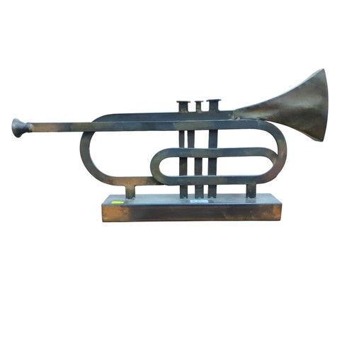 12 - Metal sculpture of a trumpet. L63cm H31cm.