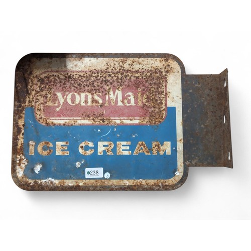 238 - Lyons Maid Ice Cream double-sided enamel sign. W46cm H30cm.