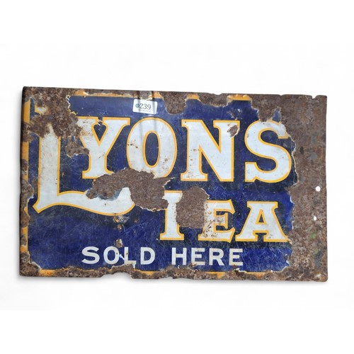 239 - Lyons' Tea enamel sign. W50cm H31cm.