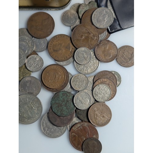 589 - Collection of British and world coins, stamps, cigarette cards etc., gross weight 970 grams